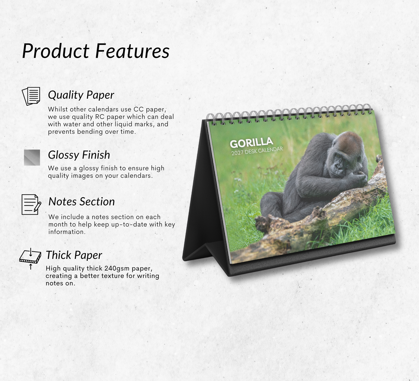 Gorilla Desk Calendar 2027-2028