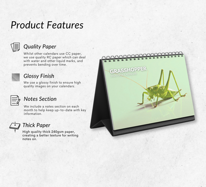 Grasshopper Desk Calendar 2026-2027