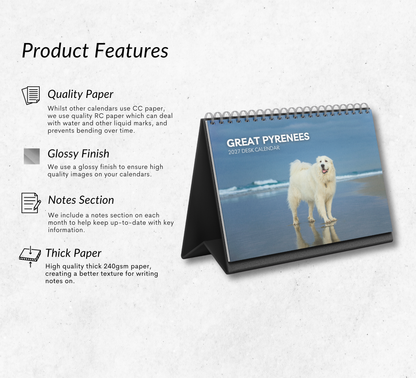 Great Pyrenees Desk Calendar 2027-2028