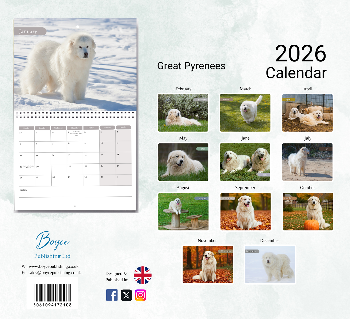 Great Pyrenees Calendar 2026