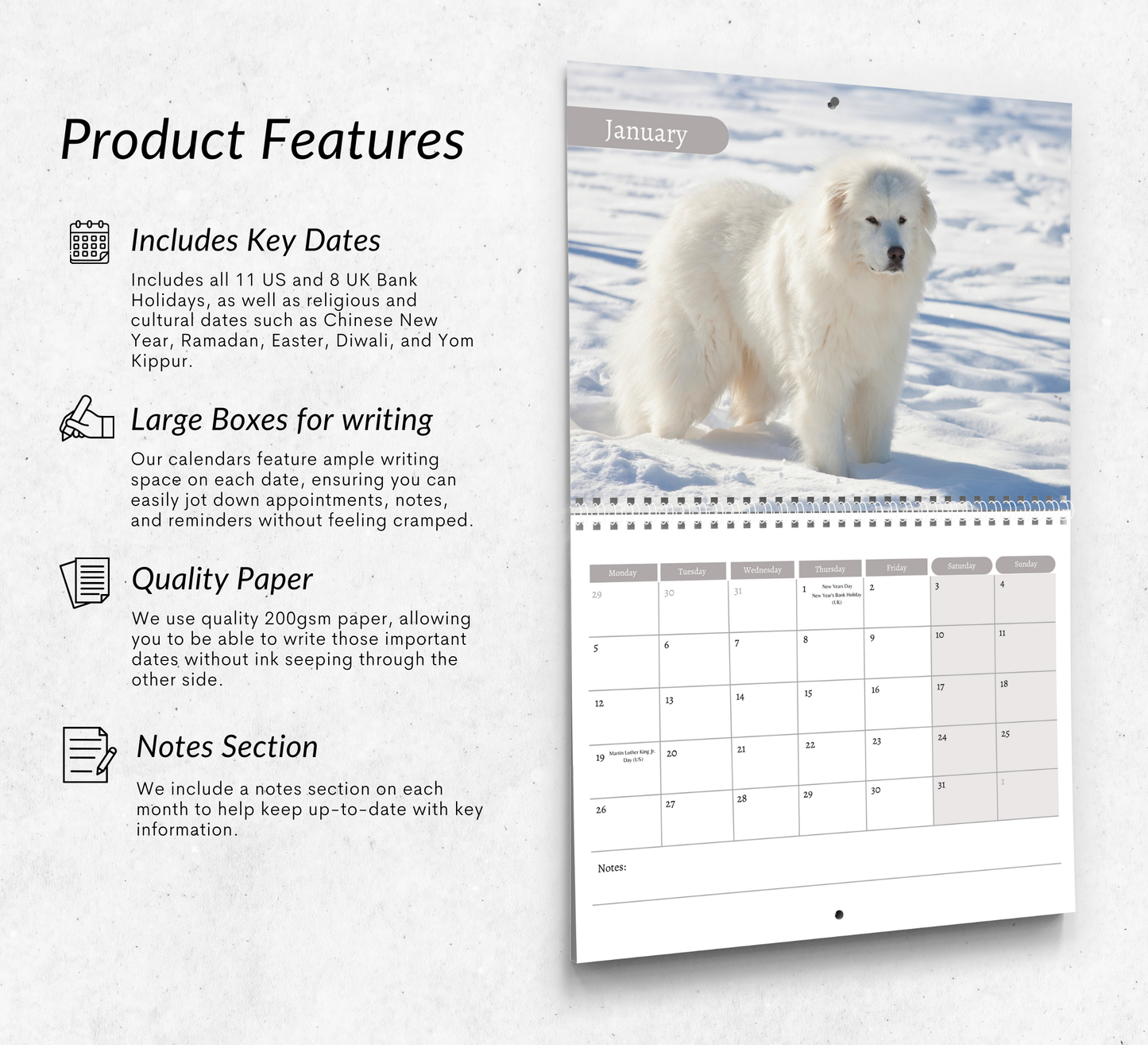 Great Pyrenees Calendar 2026