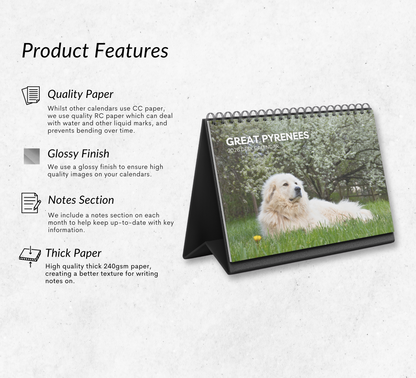 Great Pyrenees Desk Calendar 2026-2027