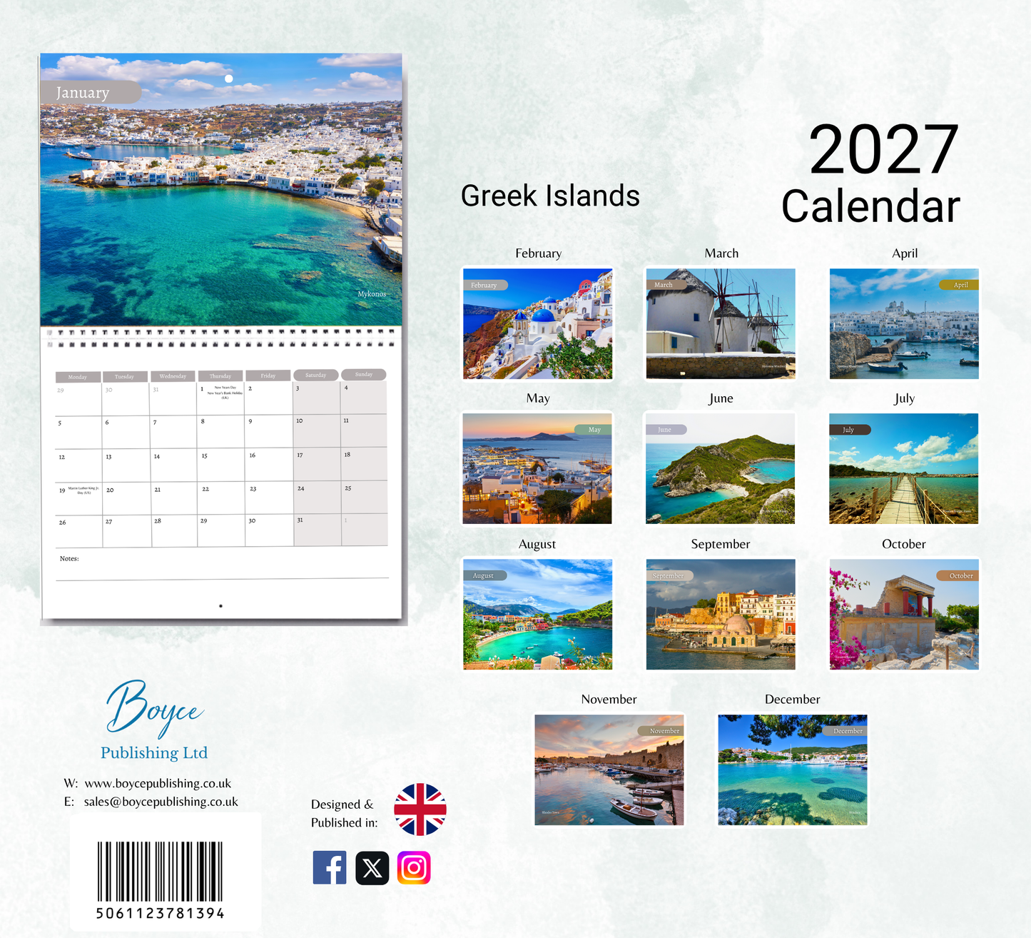 Greek Islands Calendar 2027