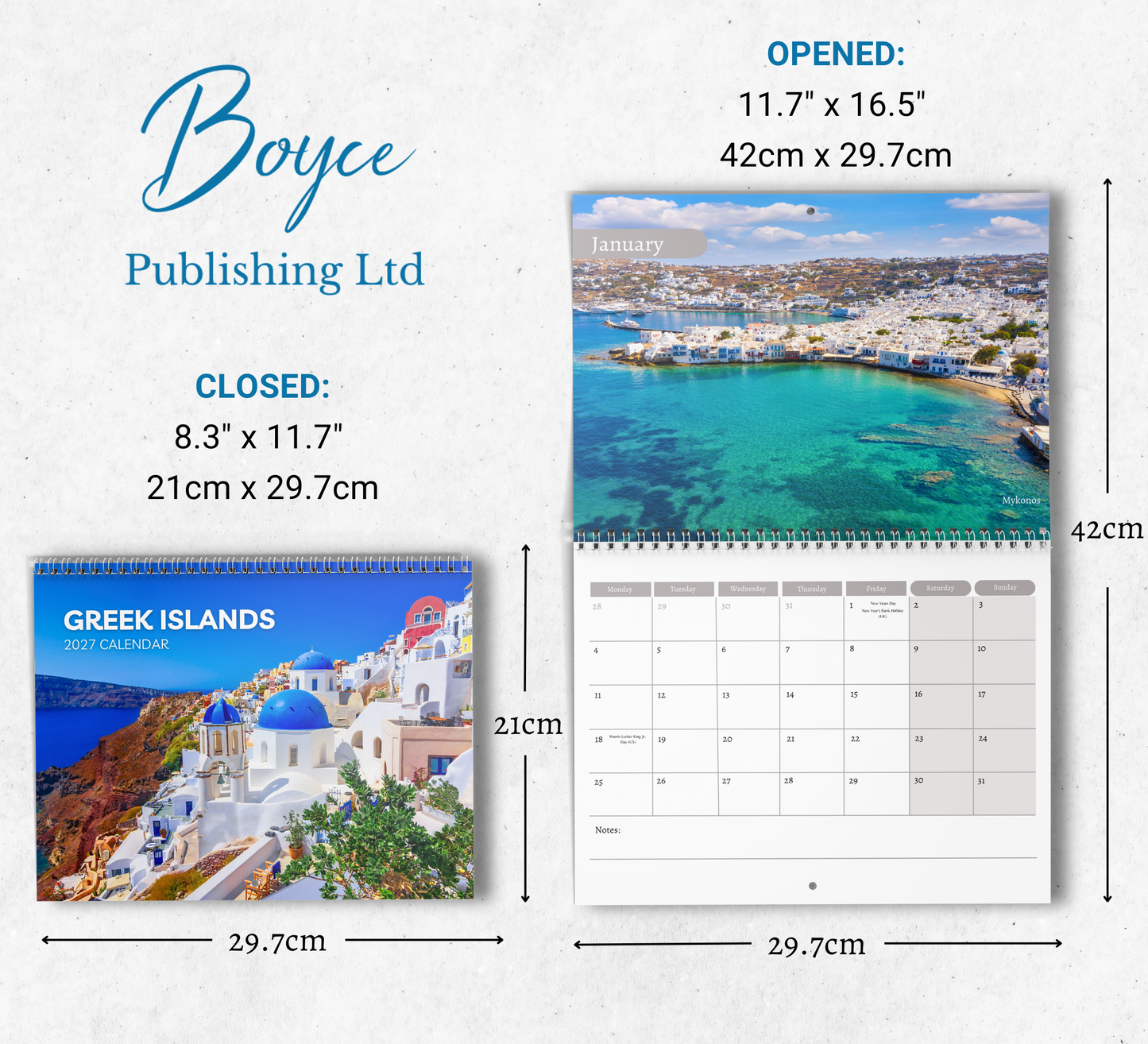 Greek Islands Calendar 2027