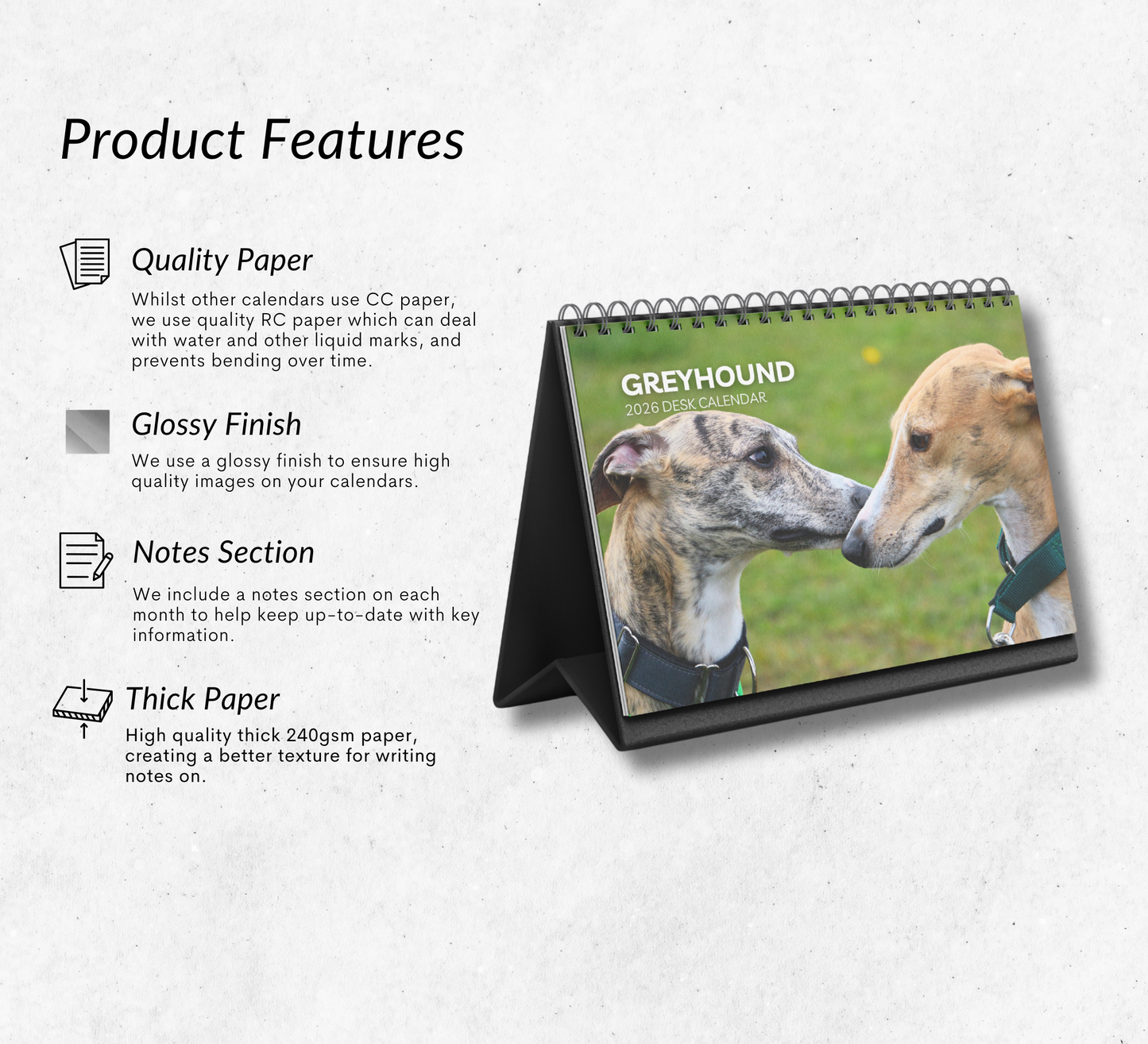 Greyhound Desk Calendar 2026-2027