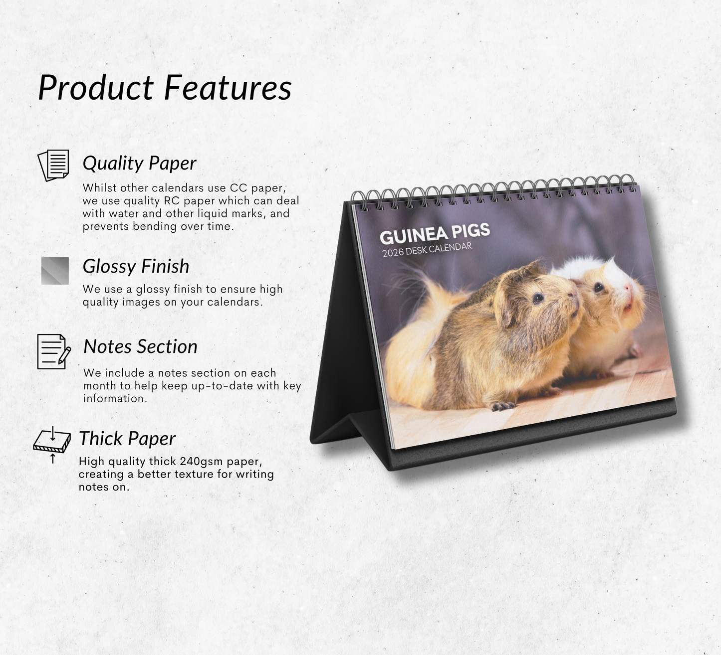 Guinea Pig Desk Calendar 2026-2027