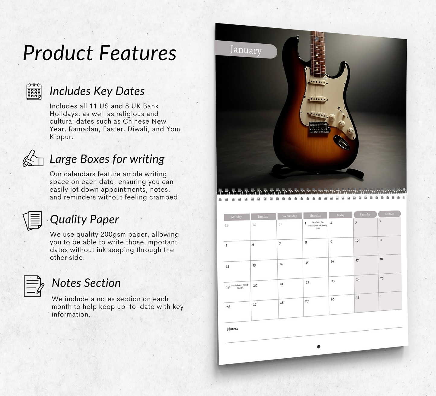 Guitar Calendar 2026
