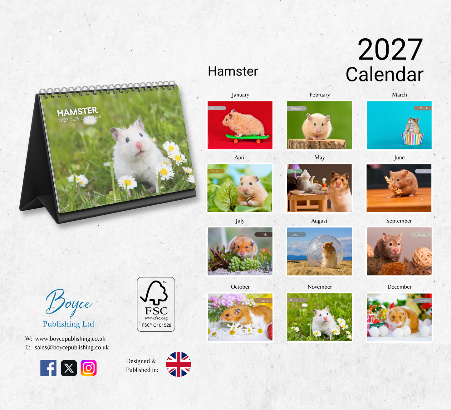Hamster Desk Calendar 2027-2028