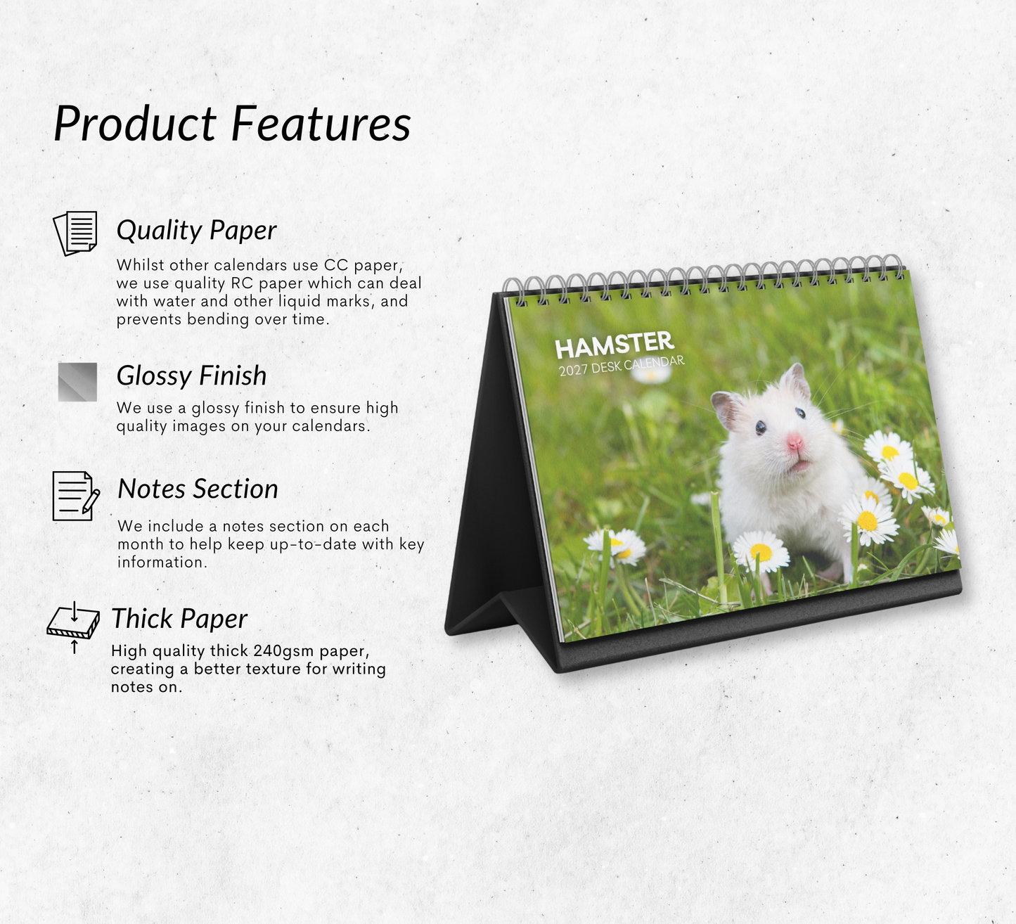 Hamster Desk Calendar 2027-2028