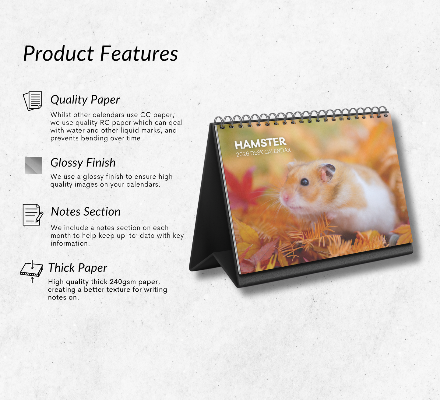 Hamster Desk Calendar 2026-2027
