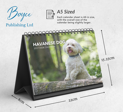 Havanese Dog Desk Calendar 2027-2028