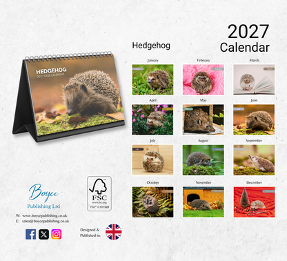 Hedgehog Desk Calendar 2027-2028