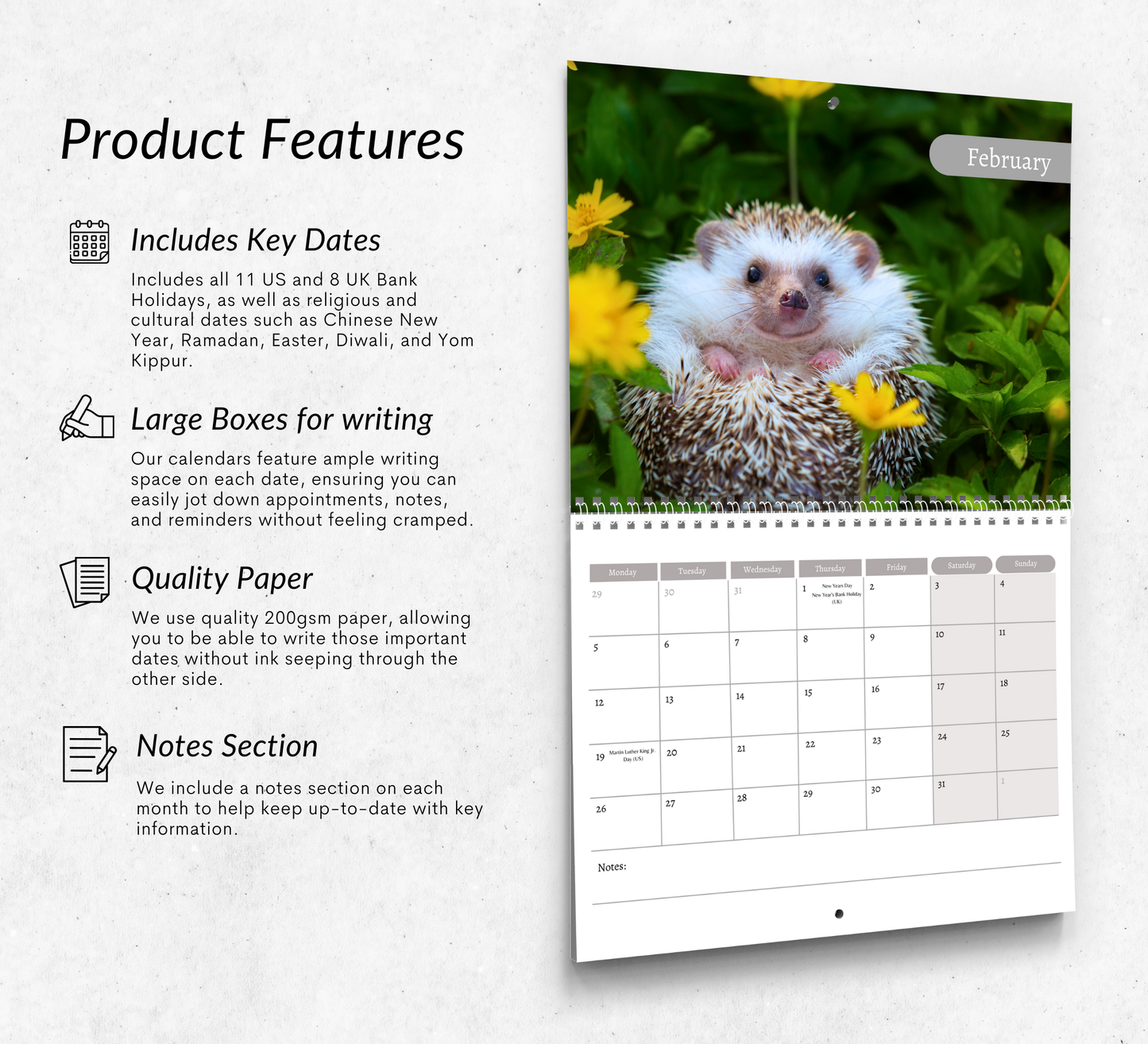 Hedgehog Calendar 2026