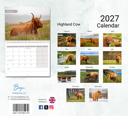 Highland Cow Calendar 2027