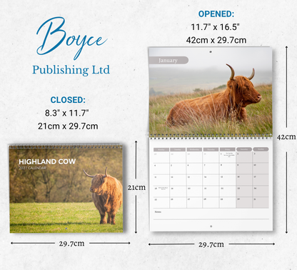 Highland Cow Calendar 2027
