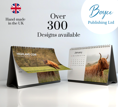 Highland Cow Desk Calendar 2027-2028