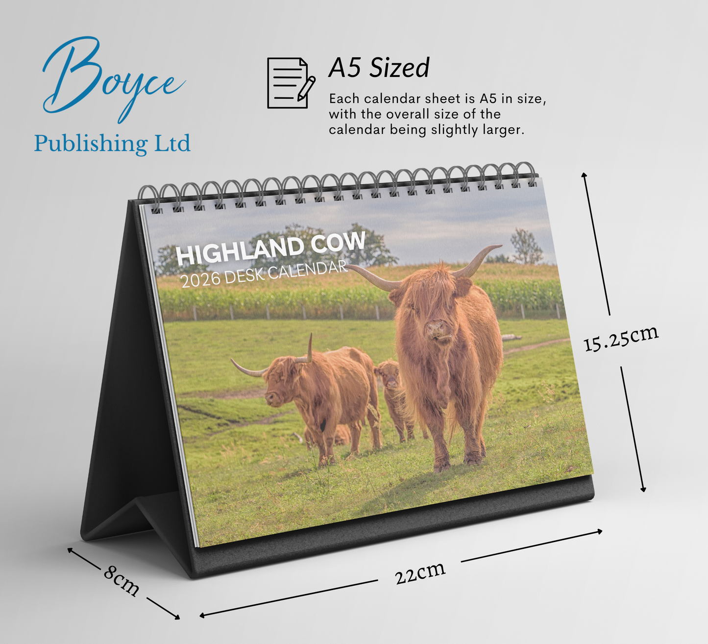Highland Cow Desk Calendar 2026-2027