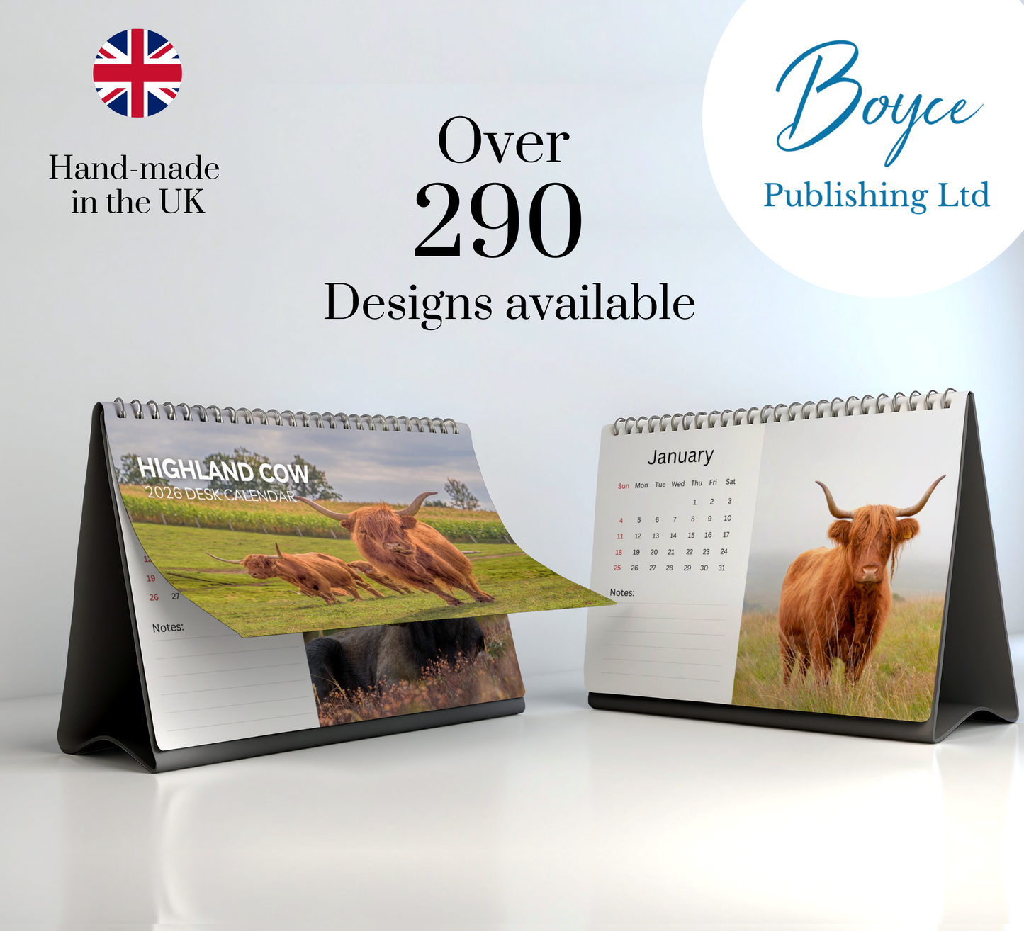Highland Cow Desk Calendar 2026-2027