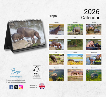 Hippo Desk Calendar 2026-2027