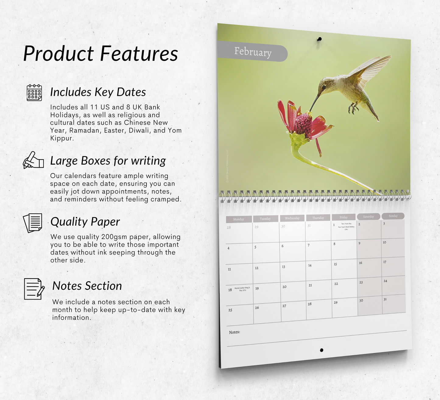 Hummingbird Calendar 2027