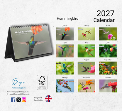 Hummingbird Desk Calendar 2027-2028
