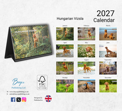 Hungarian Vizsla Desk Calendar 2027-2028