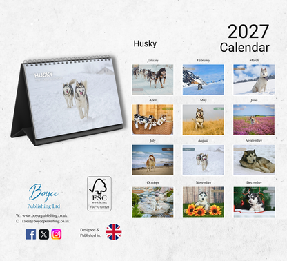 Husky Desk Calendar 2027-2028