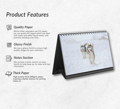 Husky Desk Calendar 2027-2028