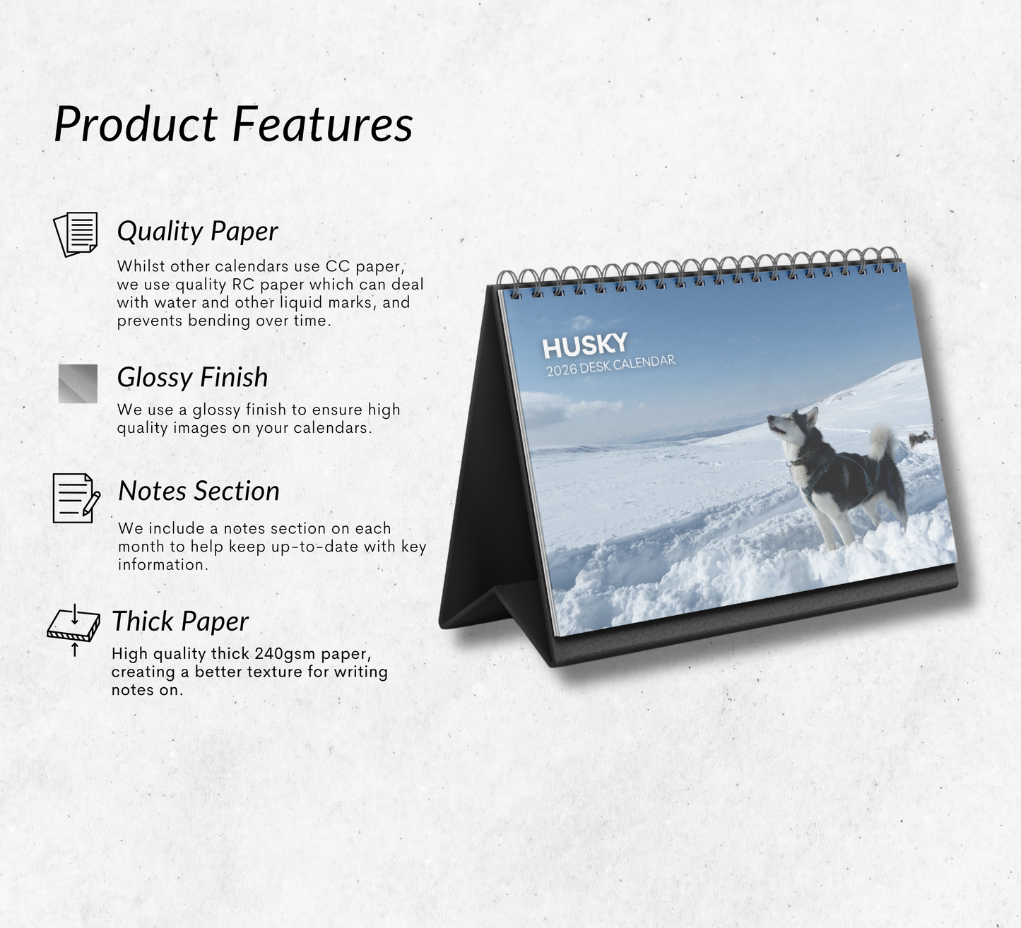 Husky Desk Calendar 2026-2027