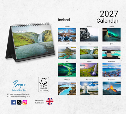 Iceland Desk Calendar 2027-2028