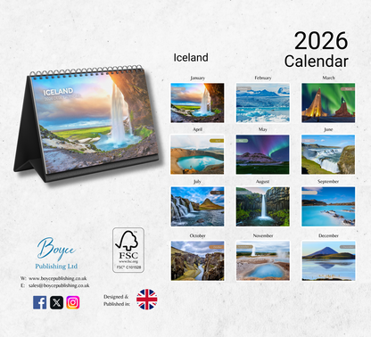 Iceland Desk Calendar 2026-2027
