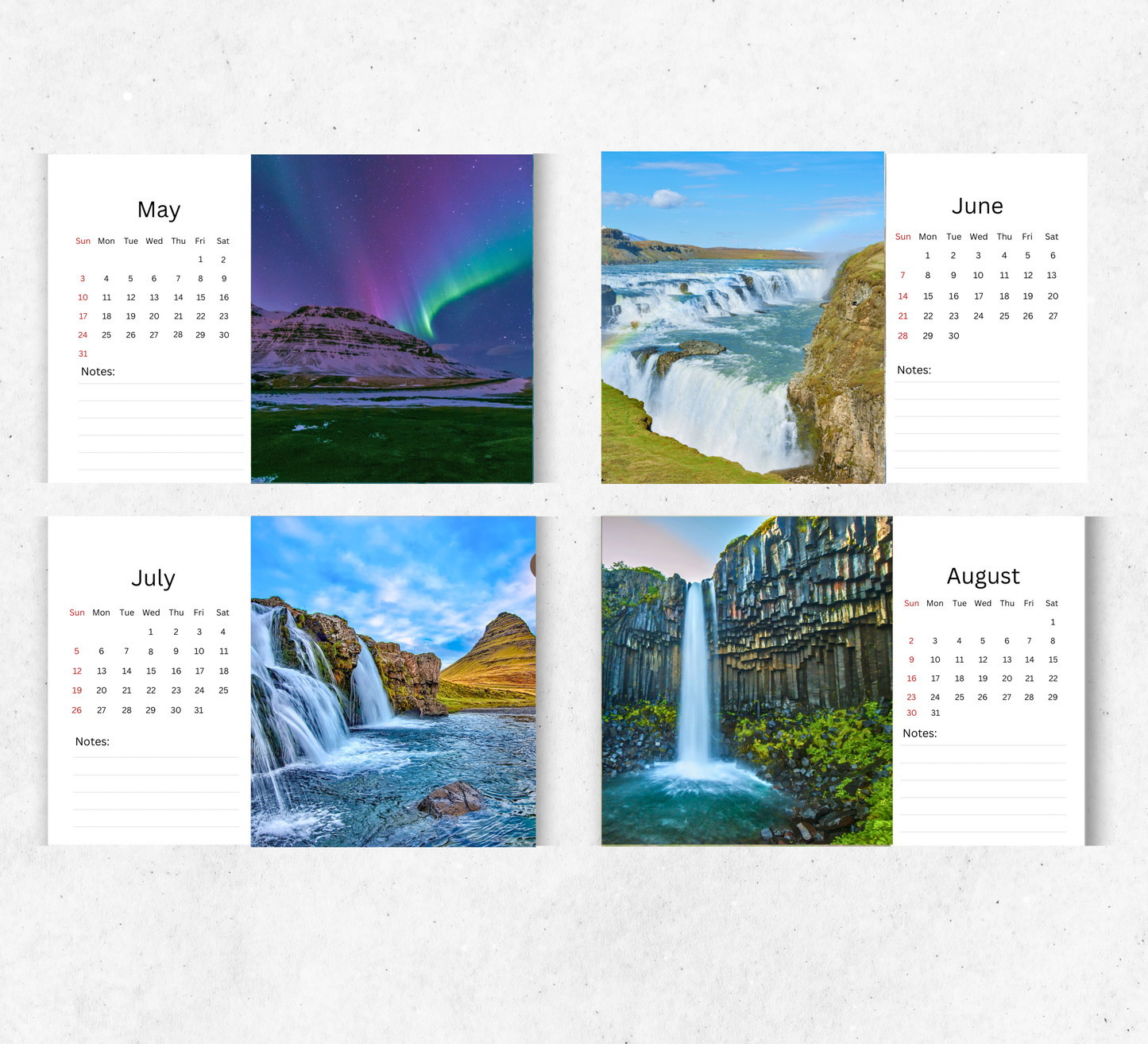 Iceland Desk Calendar 2026-2027