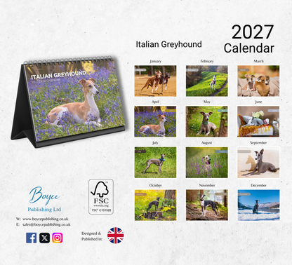 Italian Greyhound Desk Calendar 2027-2028