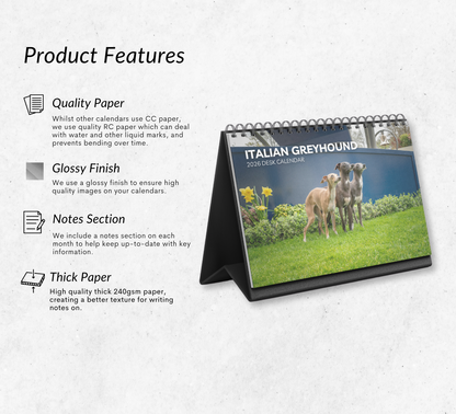 Italian Greyhound Desk Calendar 2026-2027