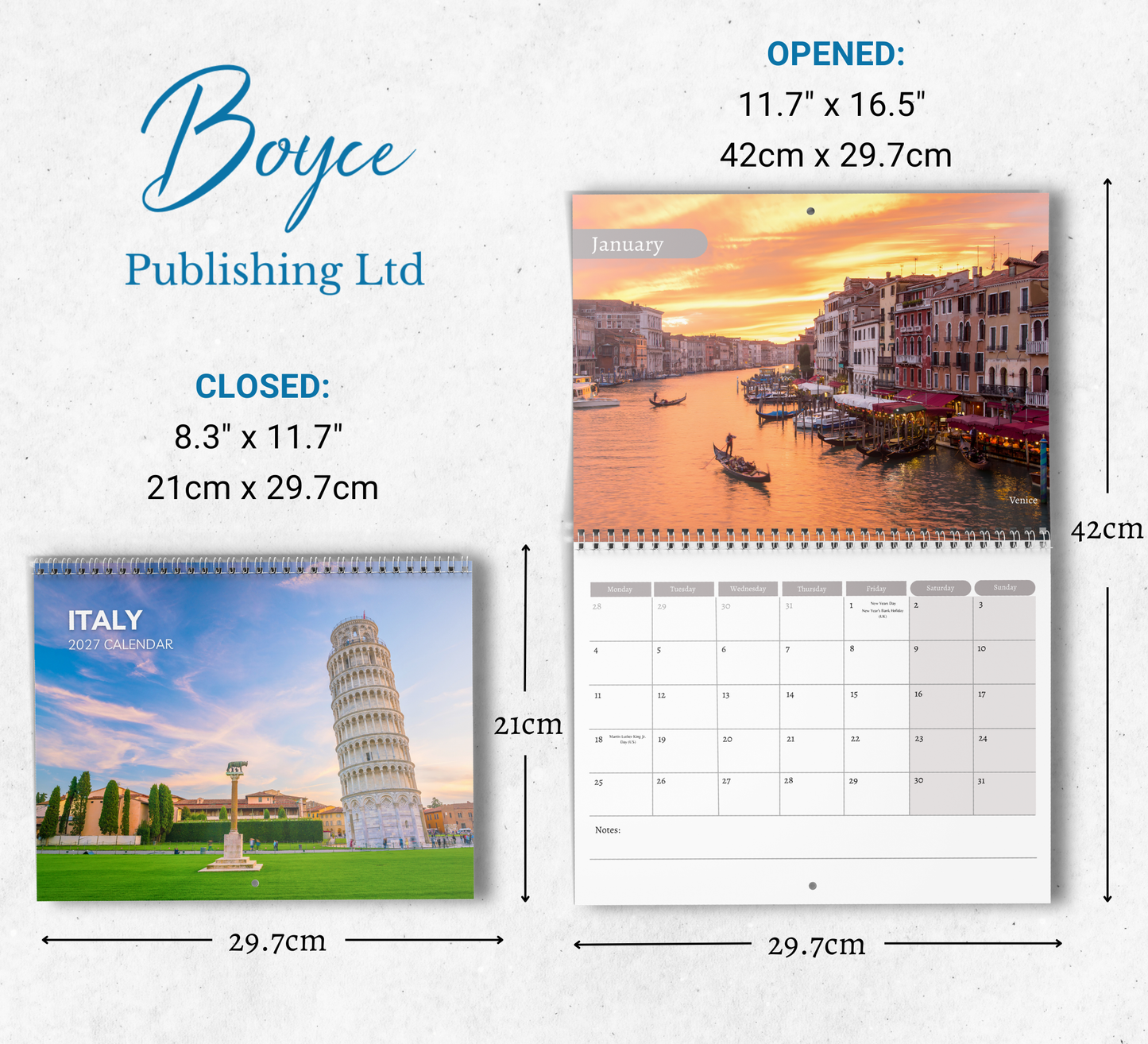 Italy Calendar 2027