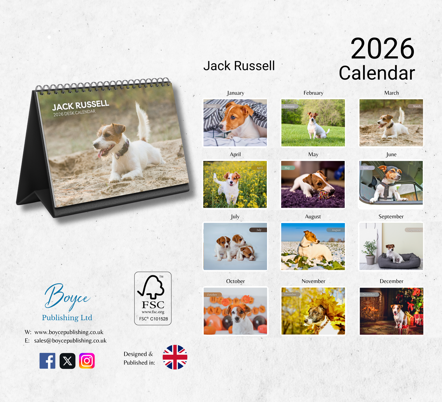 Jack Russell Desk Calendar 2026-2027