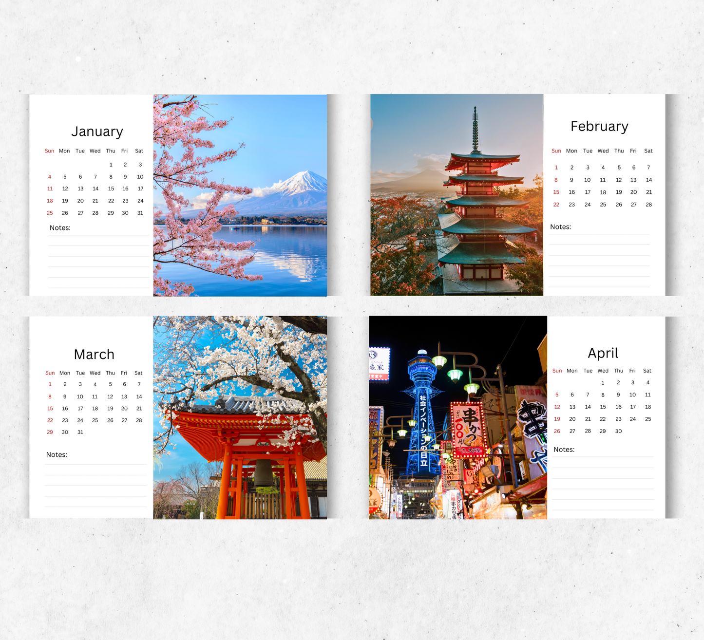 Japan Desk Calendar 2026-2027