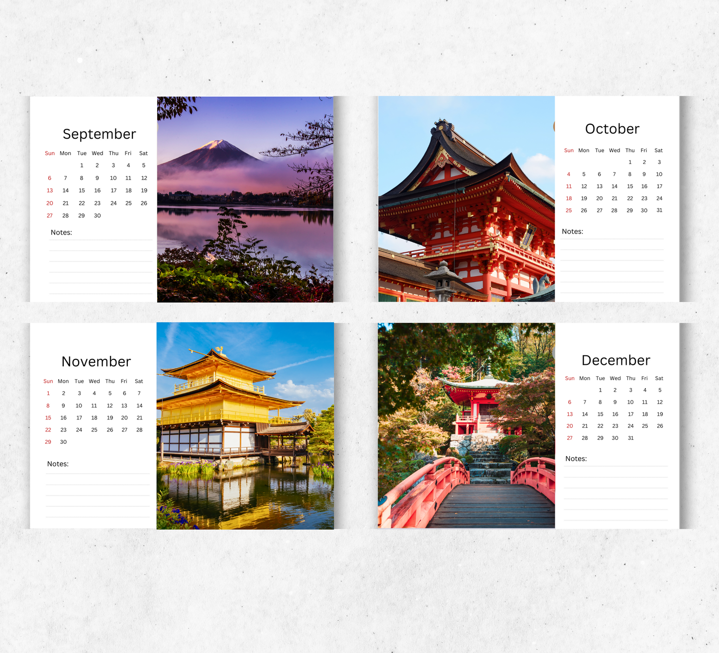 Japan Desk Calendar 2026-2027