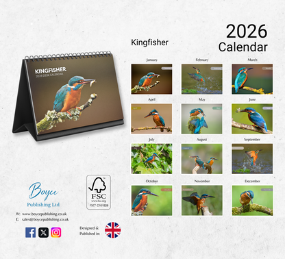 Kingfisher Desk Calendar 2026-2027