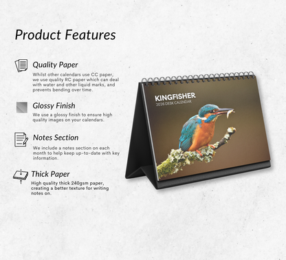 Kingfisher Desk Calendar 2026-2027