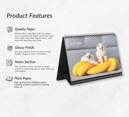 Kitten Desk Calendar 2027-2028