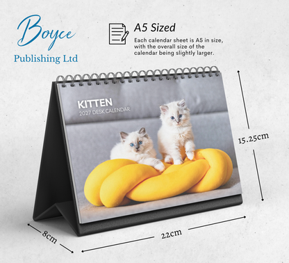Kitten Desk Calendar 2027-2028