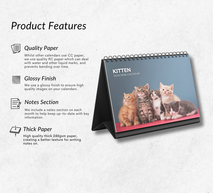 Kitten Desk Calendar 2026-2027