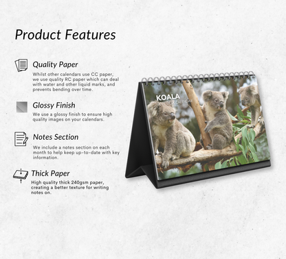 Koala Desk Calendar 2027-2028