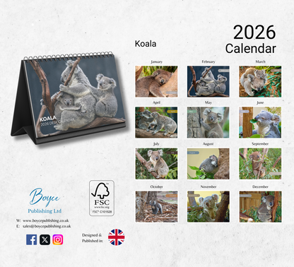 Koala Desk Calendar 2026-2027