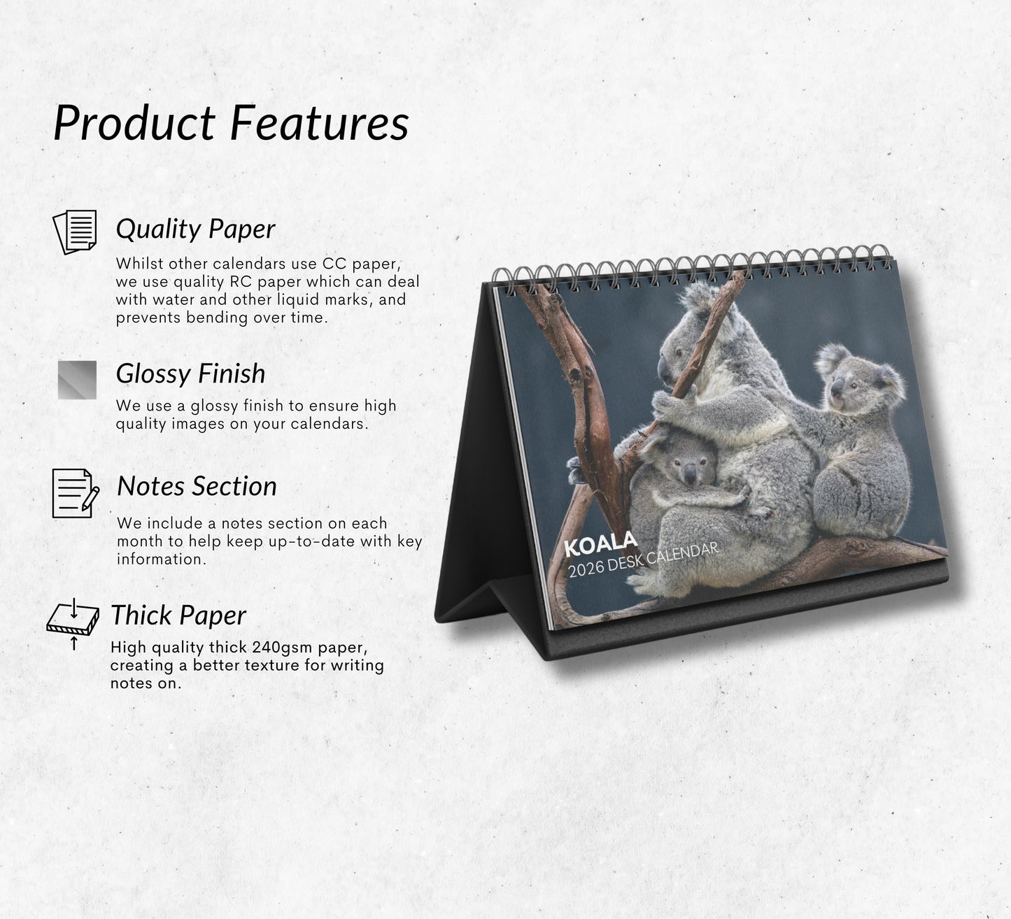 Koala Desk Calendar 2026-2027