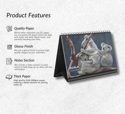 Koala Desk Calendar 2026-2027