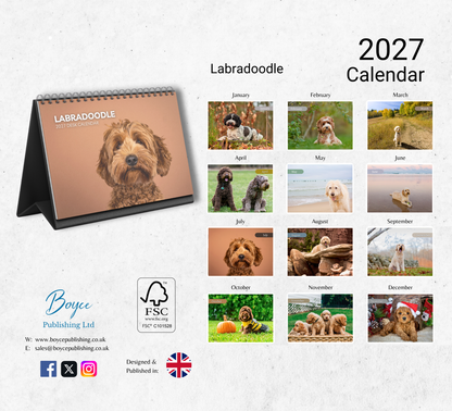 Labradoodle Desk Calendar 2027-2028