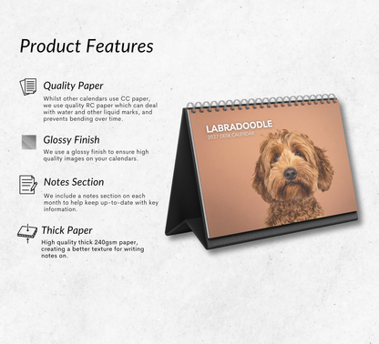 Labradoodle Desk Calendar 2027-2028