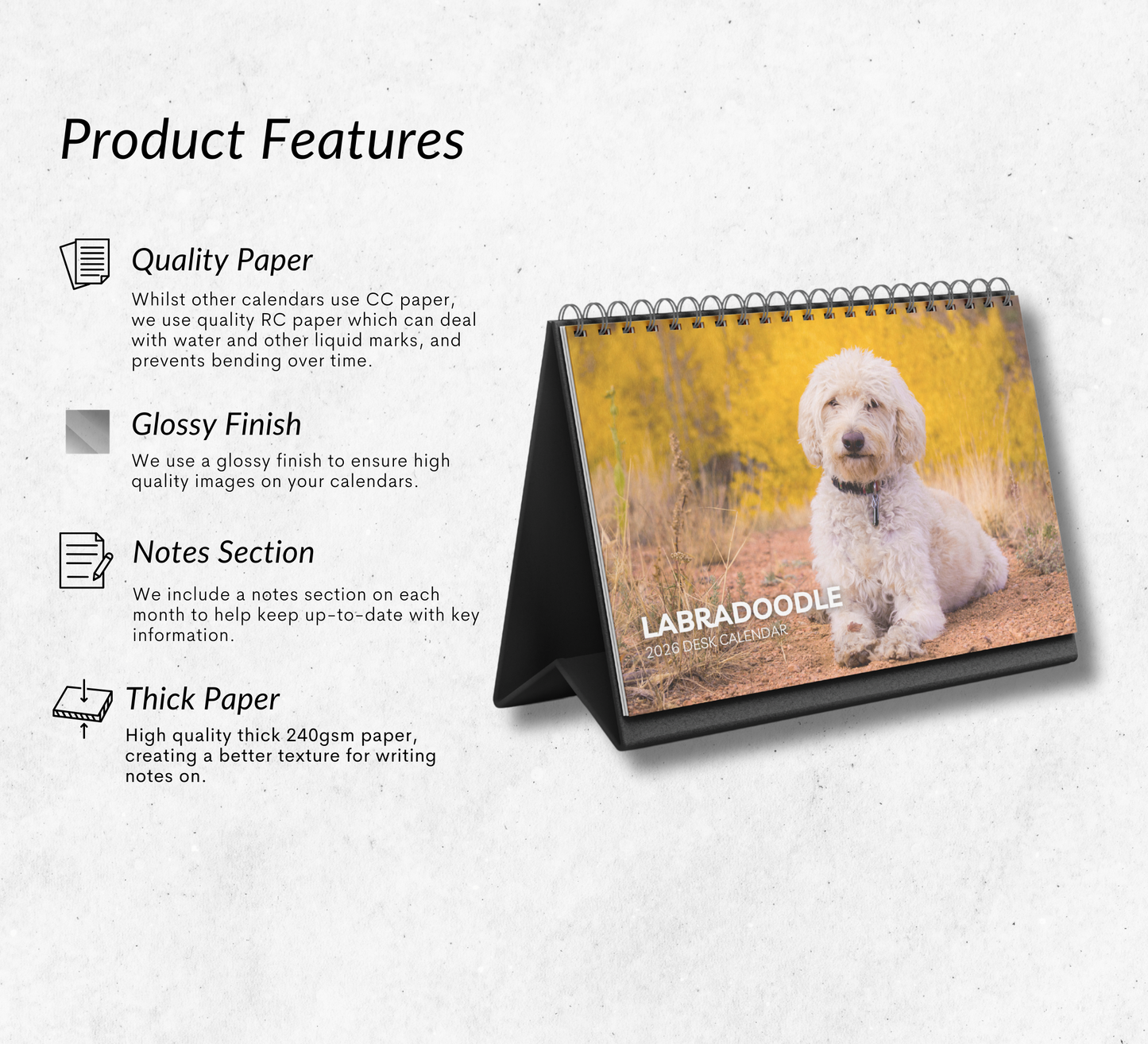 Labradoodle Desk Calendar 2026-2027